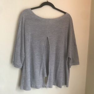 Grey Open-Back Anthropologie Sweater Tee